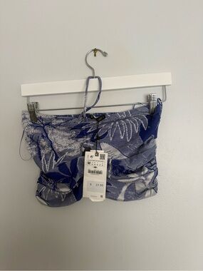 Blue Floral Women's crop top - Size M